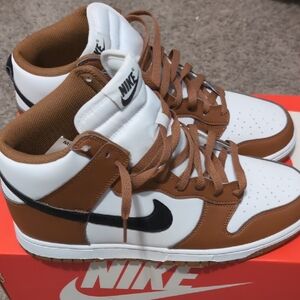 Nike High-Top Sneakers in Brown, White, and Black